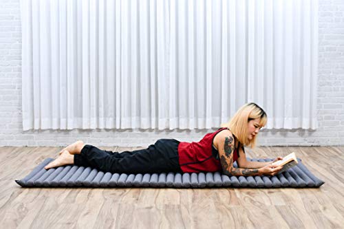 Leewadee - Foldable Floor Mattress - Japanese Roll Up Futon -Trifold Tatami Mat- Guest Floor Bed - Camping Mattress - Thai Massage Mat, Kapok Filled, 75 x 28 inches, Anthracite - color: Cl13 - Grey, size: M: 75x28"