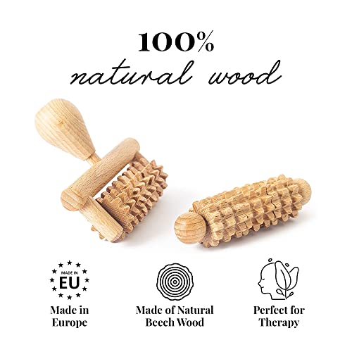 tuuli Body and Face Roller, Multi-Functional Wooden Massage Roller, Helps Ease Muscle Tension and Support Skin Health, Natural Face Massage Tools, Set of 2 (2 Piece Set) - size: 2 Piece Set