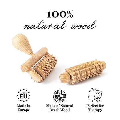 tuuli Body and Face Roller, Multi-Functional Wooden Massage Roller, Helps Ease Muscle Tension and Support Skin Health, Natural Face Massage Tools, Set of 2 (2 Piece Set) - size: 2 Piece Set