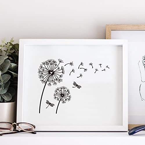 OLYCRAFT 2Pcs Self-Adhesive Silk Screen Printing Stencils Dandelion Mesh Transfers Stencil Dragonfly Pattern Silk Screen Stencil for Painting on Wood DIY T-Shirt Fabric 7.7x5.5 inch - color: Dandelion