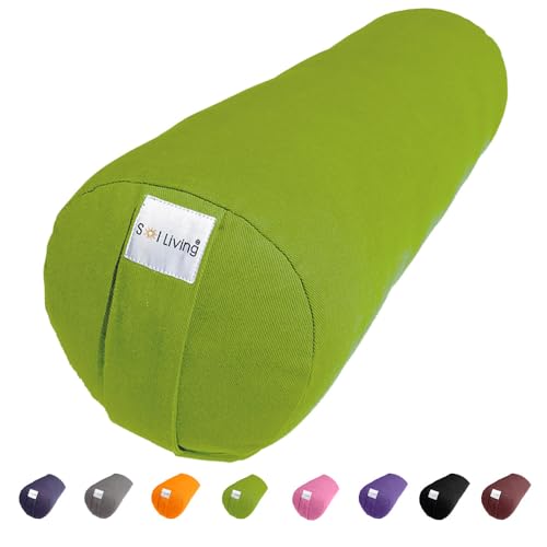 Pranayama Yoga Bolster Meditation Pillow - color: Green, size: Cylindrical 26" x 8"