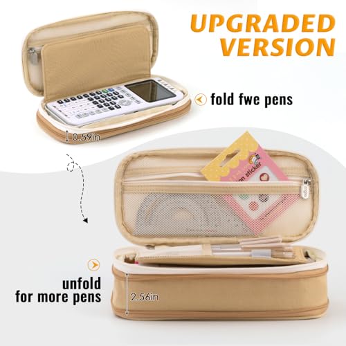 EASTHILL Big Capacity Pencil Pen Case Office College School Large Storage High Capacity Bag Pouch Holder Box Organizer Khaki - color: Khaki
