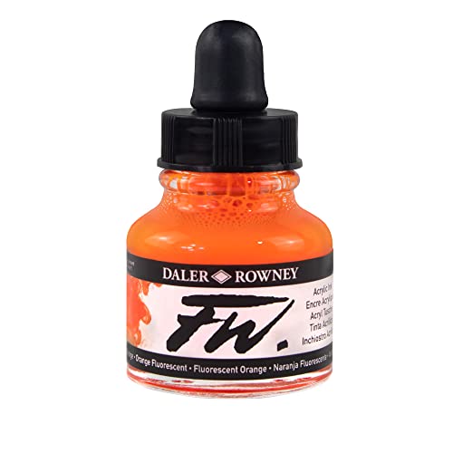Daler-Rowney FW Fluorescent Acrylic Ink, 1 Oz, Orange (160029653) - color: Fluorescent Orange
