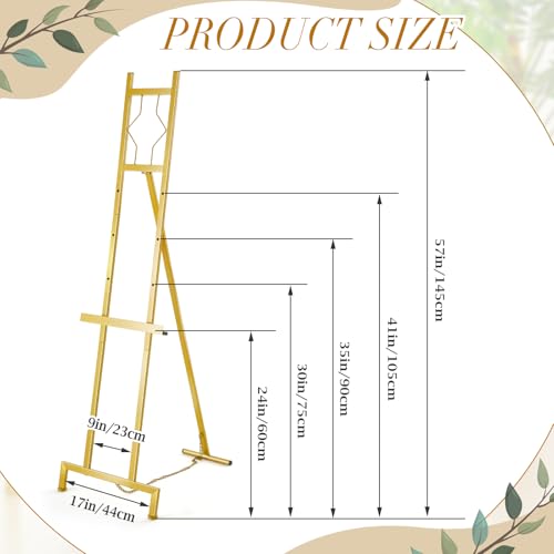 Zonon 2 PCS 57" H Frame Gold Easel Stand for Wedding Signs, Posters, Portable Artist Easel for Painting Canvas, Metal Display Holder for Home and Office Large Adjustable 4 Tier Floor