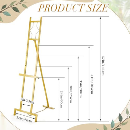 Zonon 2 PCS 57" H Frame Gold Easel Stand for Wedding Signs, Posters, Portable Artist Easel for Painting Canvas, Metal Display Holder for Home and Office Large Adjustable 4 Tier Floor