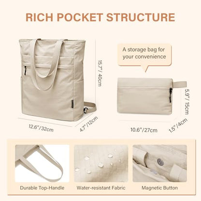 GOLF SUPAGS Foldaway Convertible Tote Backpack Lightweight Nylon Daypack for Women Men City Pack Versatile Backpack for Leisure Travel, Apricot - color: Apricot