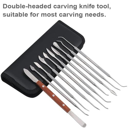 10 PCS Dental Wax Carving Tools Stainless Steel Waxing Modeling Kits | Wax Carvers Set Plaster Knife Metal Clay Sculpting Pottery Sculpture Tools Double Ended Tools
