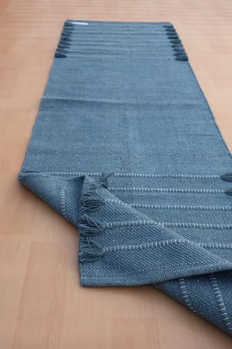Jaipur Art & Rugs Cotton Yoga Rug - Eco-Friendly Hand-Woven Thick Mat (24”x72”x5mm) for Everyday Fitness at Home - Comfortable & Extra-Long - color: Dark Green