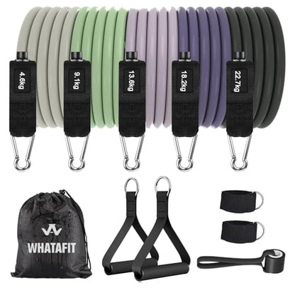 WHATAFIT Resistance Bands with Handles, 5-Level Exercise Bands for Workout - color: Purple Grey