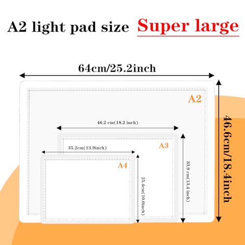 Phylosal Magnetic A2 Light Pad 25.2''x18.4'', Large 3-Color Modes Light Box, Diamond Art Light Board, Lightbox for Tracing and Drawing, USB Power Artcraft Light Table for Sketching, Weeding Vinyl - color: White, size: A2 without Handbag
