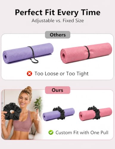 Yoga Mat Scrunchie Yoga Mat Strap Carrier Pilates Mat Holder | Holds Your Yoga Mat in Style, Adjustable & Stretchy Yoga Mat Band, Fits Most Standard Yoga Mats (mat not included),Yoga Gifts - color: Dark Gray
