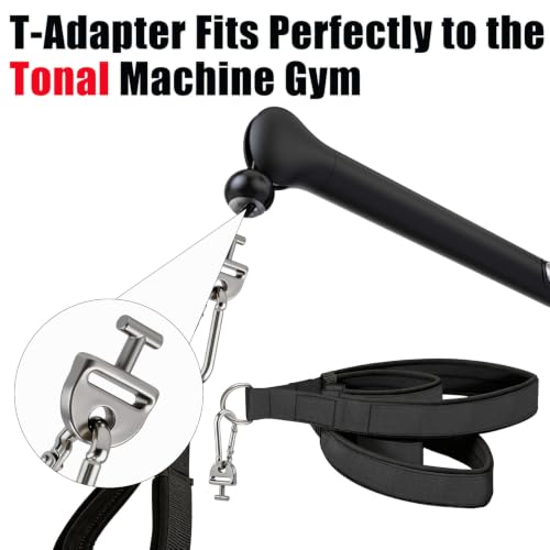 Pilates Loops Compatible with Tonal Smart Home Gym, Double Loop Soft Lined Pilates Straps with T Lock Adapter, W/Snap Hooks - color: Deep Black