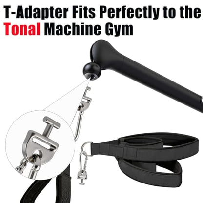 Pilates Loops Compatible with Tonal Smart Home Gym, Double Loop Soft Lined Pilates Straps with T Lock Adapter, W/Snap Hooks - color: Deep Black
