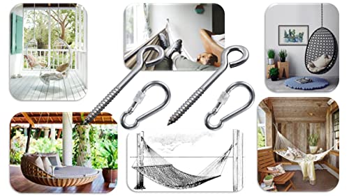 Heavy Duty Hammock Kits & Ceiling Hook Diamond Pad Eye Plates, 304 Stainless Steel & Black Zinc Galvanized Steel Corrosion Resistant, 2, 4 & 8 Packs - color: Eye-Bolt-Hammock-Kit-SILVER