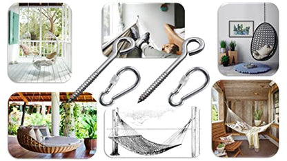 Heavy Duty Hammock Kits & Ceiling Hook Diamond Pad Eye Plates, 304 Stainless Steel & Black Zinc Galvanized Steel Corrosion Resistant, 2, 4 & 8 Packs - color: Eye-Bolt-Hammock-Kit-SILVER