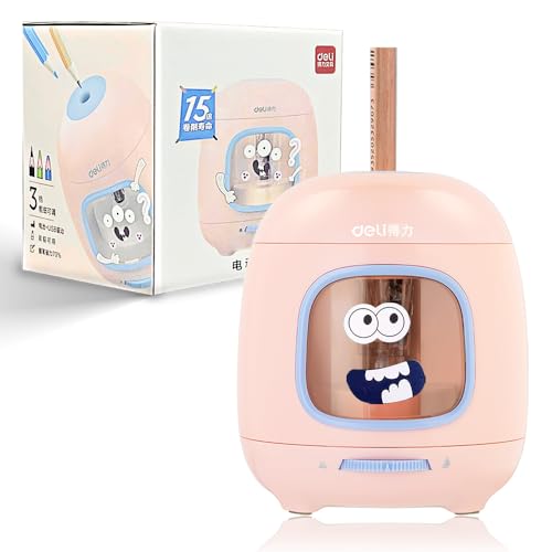 Electric Pencil Sharpener,5000 Times for Blade,Interchangeable Blade,3 Years Warranty,Battery/2A USB Powered,Suitable for 6-8mm, for Home, Office, School (Pink) - color: Pink