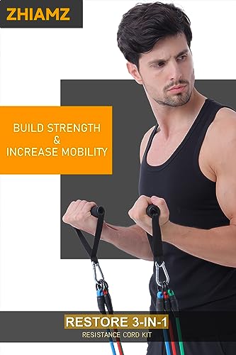 Resistance Bands with Handles, Exercise Bands with Handles, Door Anchor - color: 3-in-1 band- 90lbs