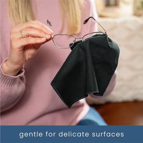 S&T INC. Microfiber Handkerchief for Sweat, 6 Pack, 10" x 10", Black | Absorbent and Lightweight, Soft Microfiber for Glasses, Face, Special Events, and Travel, Machine Washable