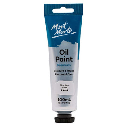 Mont Marte Oil Paint Premium, 3.4 US fl.oz (100ml) Tube,Titanium White, Heavy Body Paint, Artist Quality, Good Coverage, Excellent Tinting Strength, Ideal for Painting Canvas - color: Titanium White, size: 3.4 Fl Oz (Pack of 1)