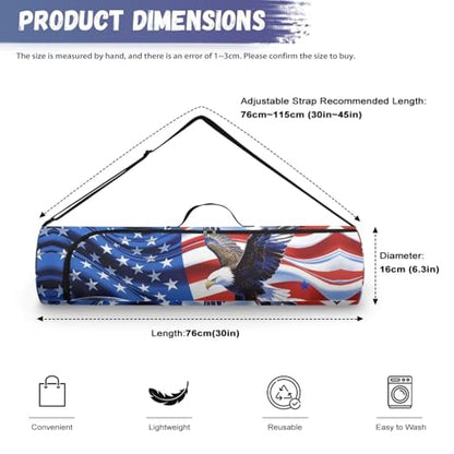Yoga Mat Bag for Women & Men Full-Zip Yoga Mat Carrier Bag for Class Workout Park with Adjustable Strap - color: American Flag Eagle1