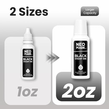 Premium Stamp Ink, Quick-Drying & AP-Certified Non-Toxic Refill Ink for Self-Inking Stamps, Date Stamps and Stamp Pads (Black, 2oz) (Pack of 2) - color: Black, size: 2 fl oz (Pack of 2)