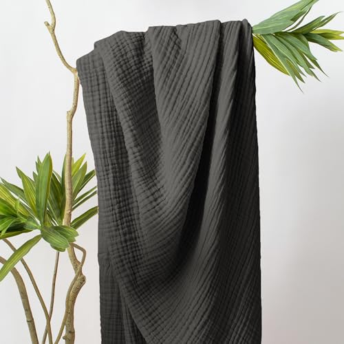 Carriediosa 100% Cotton Muslin Throw Blanket 66 x 90 Summer Gauze for Adult - color: Dark Gery, size: Twin XL