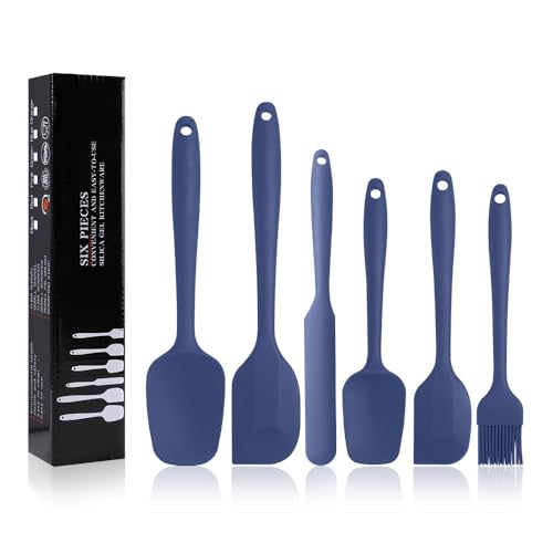Silicone Spatulas Set, Rubber Spoon Spatula Heat Resistant Spoonula One Piece Design Seamless Spatula Non-Stick Scrapers Baking Mixing Tool (Dark Blue) - color: Dark Blue