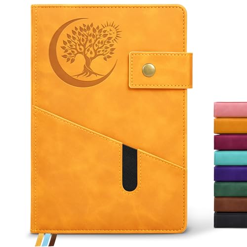 PAIBAS Lined Journal Notebook for Men, A5 Leather Journals for Writing Women, Hardcover Notebooks for Work,School,Note Taking,Travel,Business,Personal daily Diary,200 Page College Ruled (5.9" x 8.4") - color: Yellow, size: Lined Page