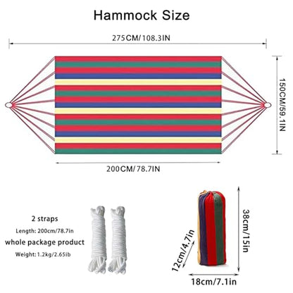Canvas Hammock 108" Long X 59" Wide 2 Person Hammock 440 pounds Maximum Weight Applicable Scenes in Courtyard Autumn, Indoor Hanging Chairs, Beach Leisure (red Yellow, Twin) - color: Red Yellow, size: Twin