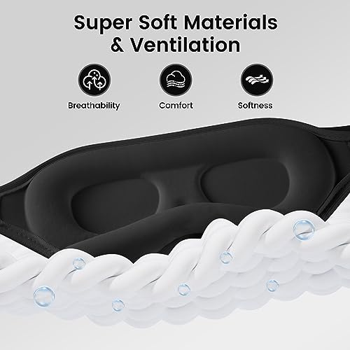 Audree Eye Mask for Sleeping - 3D Contoured 100% Sleep Mask Light Blocking | Eyemask for Women and Men, Zero Eye Pressure Night Blindfold | Soft Eye Cover - color: Black