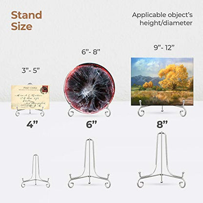 TR-LIFE Plate Stands for Display - 4 Inch Plate Holder Display Stand + Metal Easel Stand for Picture Frame, Decorative Plates, Photo, Book, Collectibles (2 Pack) - size: 4 Inch