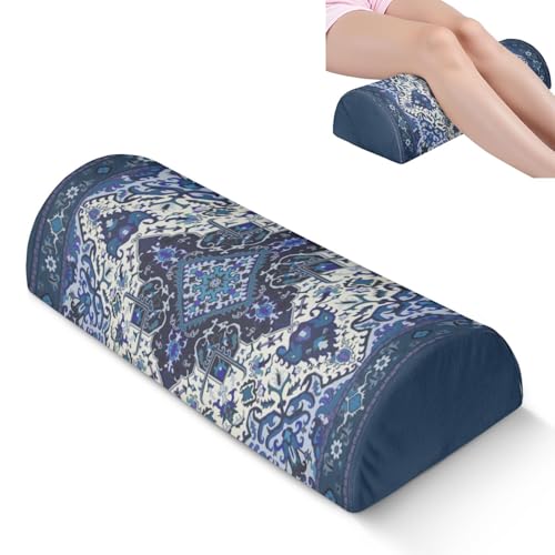Knee Pillow for Back Sleeping – Half Moon Bolster Pillow for Under Knee While Sleeping Support, Leg & Back Pain Relief (21.5x9x5 Inches) - color: Blue
