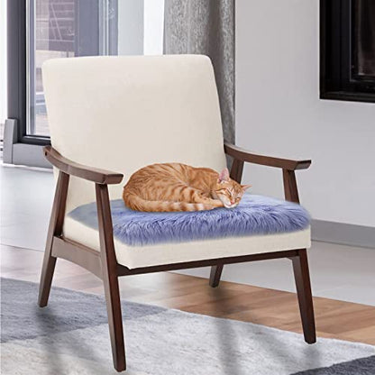 Softlife Square Faux Fur Sheepskin Chair Cover Seat Cushion Pad Super Soft Area Rugs for Living Bedroom Sofa (1.6ft x 1.6ft, Lavender) 1 pack - color: Lavender