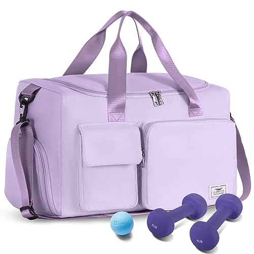 FIORETTO Women's Gym Duffle Bag with Shoes Compartment, 30L Capacity, Ideal for Travel, Gym, Sports, Duffel, Weekender - color: Lavender, style: Gym Bag
