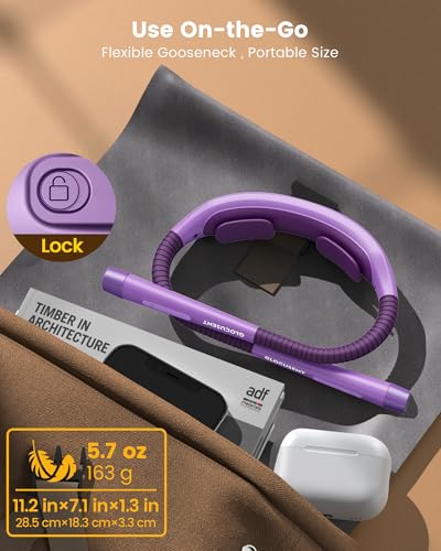 Glocusent Neck Light with Timer, 100 Hours Book Light for Bedtime Reading | Neck Reading Light, 3-Color, 5 Brightness, Bendable, Ergonomic, 1600mAh, Rechargeable, Eye Care, Sleep Aid, Travel Lock, Gift - color: Purple