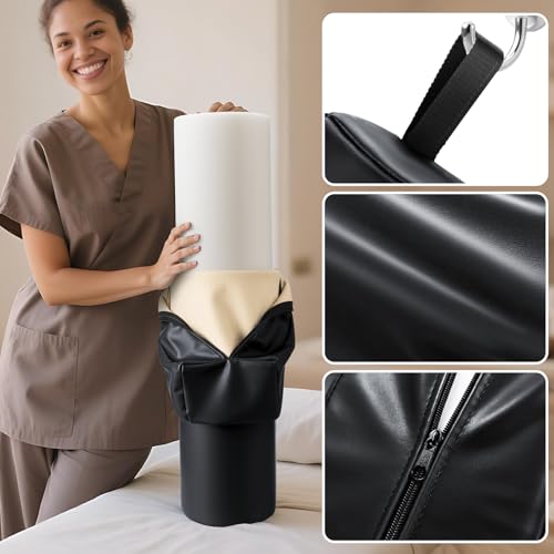 3/4 Round Massage Table Bolster Pillow with Strap Handle, 26 x 6 x 6 In | PU Leather Massage Bolster for Under Legs, Cozy Positioning Support Pillow for Knee Neck Back Pain Relief - Black - color: 3/4 Round - Black