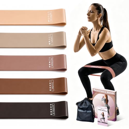 Resistance Loop Exercise Bands, Resistance Bands Exercise Bands for Home Fitness, Stretching, Strength Training, Physical Therapy,Elastic Workout Bands for Women Men Kids, Set of 5 - color: Coffee