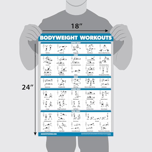 Palace Learning Bodyweight Workout Exercise Poster - Body Weight Workout Chart - Calisthenics Routine -with Plastic Frame, 18" x 24" - color: with Plastic Frame