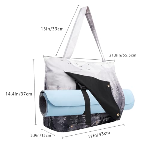 Yoga Mat Bag Yoga Bags and Carriers Fits All Your Stuff Yoga Tote Bag with Zipper Pocket Yoga Mat Carrier Pilates Bag Take in Out Mat Easily - color: Cloud Forest