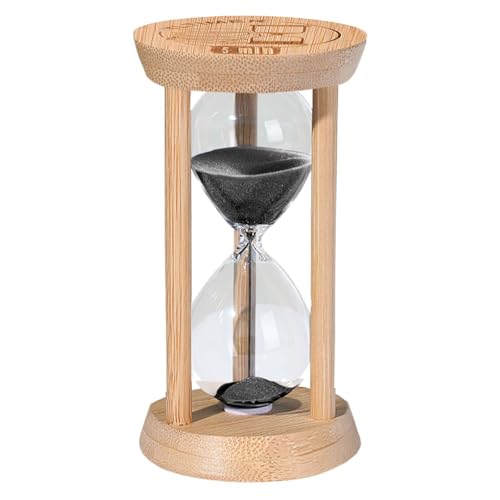 5 Minute Wooden Sand Timers, Bamboo Mini Black Sand Hourglass for Productivity, Meditation & Decor, 5 Min Small Reloj De Arena for Kitchen, Office, Yoga, Game, Classroom - color: Black, size: 5 minute