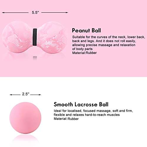 TXJ Sports Massage Balls - Lacrosse Ball & Peanut Massage Ball, Fascia Ball for Deep Tissue, Myofascial Release, Trigger Point Therapy, Fascia Ball for Back, Exercise, Stress Relief