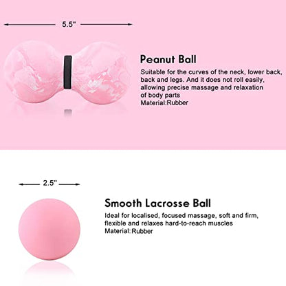 TXJ Sports Massage Balls - Lacrosse Ball & Peanut Massage Ball, Fascia Ball for Deep Tissue, Myofascial Release, Trigger Point Therapy, Fascia Ball for Back, Exercise, Stress Relief
