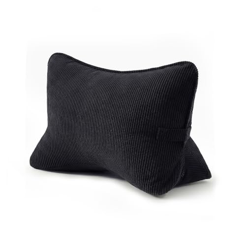 Pat. Pend. Corduroy Lumbar Support Pillow for Sitting, Triangle Cushion for Sofa, Couch or Bed, Reading Pillow for Gaming, Watching TV & Relaxing, Lamp Black - color: Lamp Black