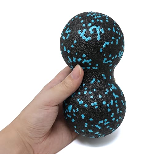 yueton 1 Pack Blue Peanut Massage Ball Deep Tissue Muscle Massage Myofascial Release Acupoint Massage Back Leg Massage Roller Mobility Ball for Physical Yoga Therapy