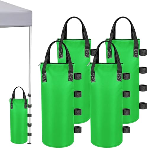 140 LBS Zipper Canopy Weight Bags, Heavy Duty Sand Bags for Instant Canopy Tent Gazebo Pergola Patio Umbrella, 19 x 8 Inches Tent Weights Set of 4, Canopy Accessories for Outdoor Stability (Green) - color: Green