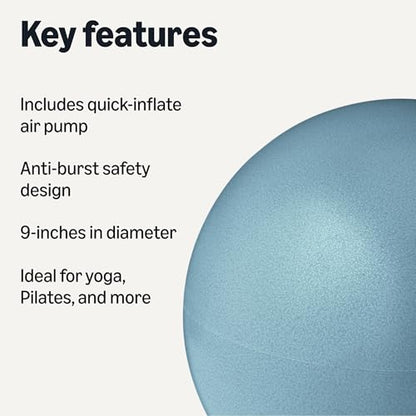Amazon Basics 9-Inch Mini Pilates Ball, Anti-Burst Exercise Ball for Yoga, Core Training