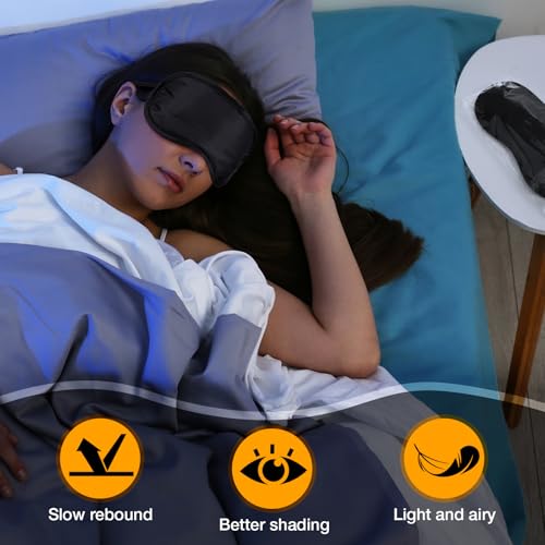 Tarpop 200 Pcs Eye Mask Sleeping Blindfold Eye Cover with Adjustable Strap for Games Party Team Building Travel Individually Wrapped Sleep Mask for Women Men (Black) - color: Black