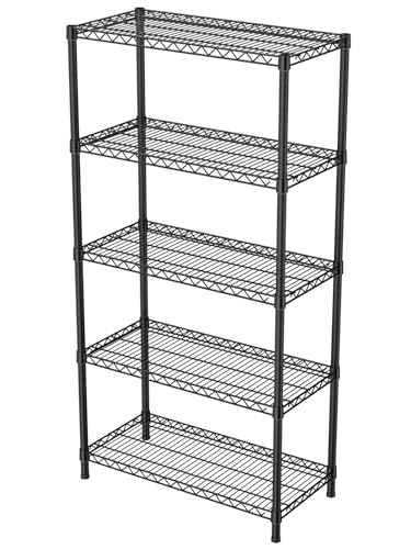 Golpart 5Tier Adjustable Storage Shelves Metal Wire Shelving Standing Shelf - color: Black, size: 5-tier-18"Dx36"Wx72"H