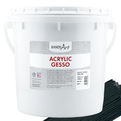 Handy Art Acrylic Gesso, Gallon, Black, Primer for Canvas, Wood, & Artist Painting Surfaces, Enhances Acrylic Paint Adhesion, Low Viscosity, Thick Coverage, Certified Safe & AP Non-Toxic, Made in USA - color: Black Gesso, size: 128 Fl Oz (Pack of 1)