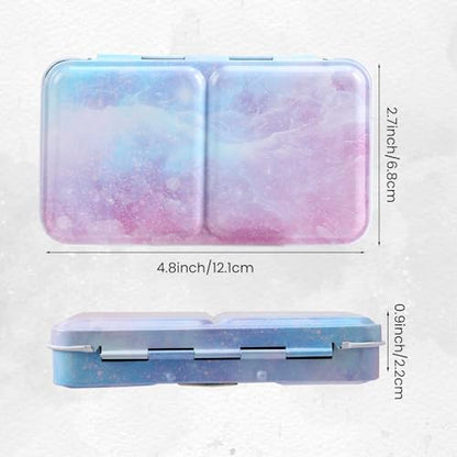 Watercolor Palette Empty with Paint Tray and 14PCS Watercolor Half Pans - Sturdy Empty Watercolor Palette Tin - Customizable Metal Watercolor Palettes - style: Illusionary Cloud